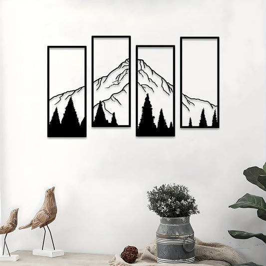 Minimalist Metal Art Mountain Square Wall Decorations for Home and Office