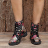 Fearlessly Fashionable: Women's Skull Floral Print Ankle Boots - The Ultimate Halloween Statement