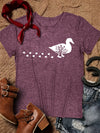 Quack in Style: Duck Print Crew Neck T-Shirt - Casual Summer Top for Women