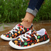 Festive Comfort: Women's Christmas Elements Print Canvas Shoes - Lightweight Sneakers for Casual Style