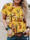 Cactus & Girls Vintage Shorts Sleeve Loose Stylish T-shirt, Women's Clothing