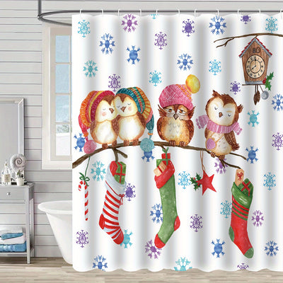 Whimsical Owl Family Shower Curtain Set: Bring the Holly Jolly Season to Your Bathroom!