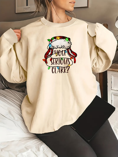 This Christmas Hat Letter Print Sweatshirt is a perfect addition to any winter wardrobe. It features a high-quality print of a Christmas Hat letter along with a cozy construction of 90% polyester and 10% spandex for a stylish and comfortable fit