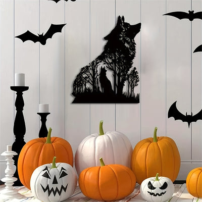 Enchanting Black Wolf Metal Art Wall Decor: A Hauntingly Beautiful Halloween Addition to Your Home