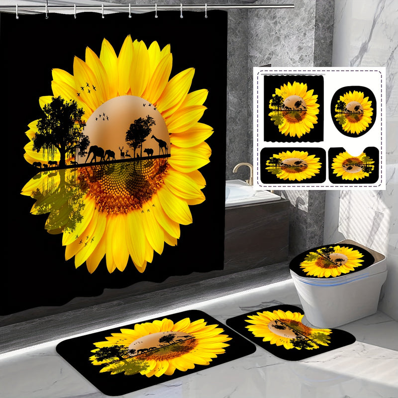Sunflower Home Textiles Shower Set Waterproof, Stylish Design With : Mats,  Curtains & Toilet Cover. Bathroom Must Have! From Dhgatewear, $27.94