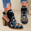 Fierce and Feminine: Women's Embroidered Studded Chunky Heeled Boots - A Stylish Slingback Statement Piece!