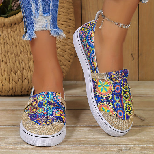Women's Casual Floral Canvas Shoes: Lightweight Slip-Ons for Outdoor Comfort