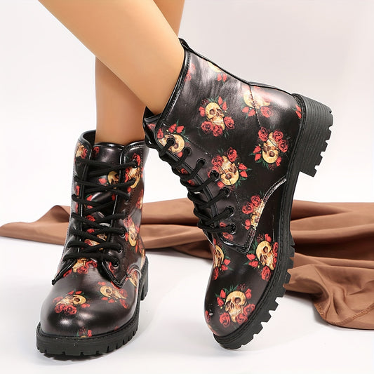 The Rose Skull Combat Boots for women are an edgy, stylish way to make a statement this Halloween. Featuring a rose skull design and a sturdy combat boot sole, these boots offer a unique combination of comfort and durability. Perfect for the style-savvy Halloween enthusiast!