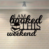 Update your home decor with this modern metal wall art featuring the phrase 'I'm Booked This Weekend'. This library decor and book sign adds a touch of personality to any room. Expertly crafted and designed, this piece is sure to make a statement and showcase your love for reading.