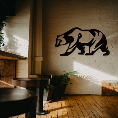 Wildlife Spirit: Metal Bear Wall Art for Office and Home Decor