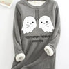 Hauntingly Cute: Little Ghost Print Sweatshirt for Women - Stay Cozy and Stylish this Halloween