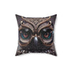 Owl Lover Pillow Cover, Crystal Owl Pillow Cover, Metallic Shiny Owl Lover, Animal Lover, Spun Polyester Square Pillow