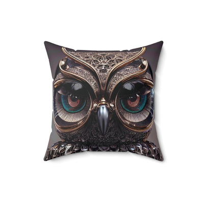 Owl Lover Pillow Cover, Crystal Owl Pillow Cover, Metallic Shiny Owl Lover, Animal Lover, Spun Polyester Square Pillow