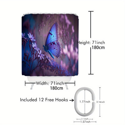 Beautiful Shiny Butterfly Shower Curtain: A Budget-Friendly, Waterproof Addition to Enhance Your Bathroom Décor and Partition Space