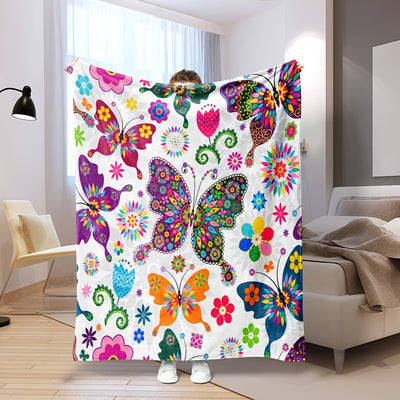 This Warm and Cozy Butterfly Pattern Flannel Blanket is designed for comfort and relaxation. Its soft and soothing fabric provides a luxurious layer of warmth for your bed, couch, or sofa. Enjoy the stylish butterfly pattern for a cozy and inviting look.