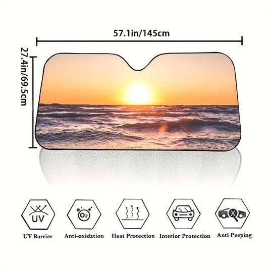 Seaside Sunset Scenery Car Windshield Sunshade: Protect your Car with Style!