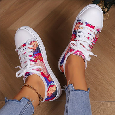 Art-Inspired Lace-Up Canvas Sneakers: Elevate Your Casual Style with Printed Low Tops