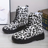 Luxe and Versatile: Women's Leopard Print Lace-Up Platform Ankle Boots – Set New Trends with Style and Comfort