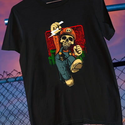 Skull Clown Print Men's Summer Graphic T-Shirt: Unleash Your Dark Side with Style and Comfort