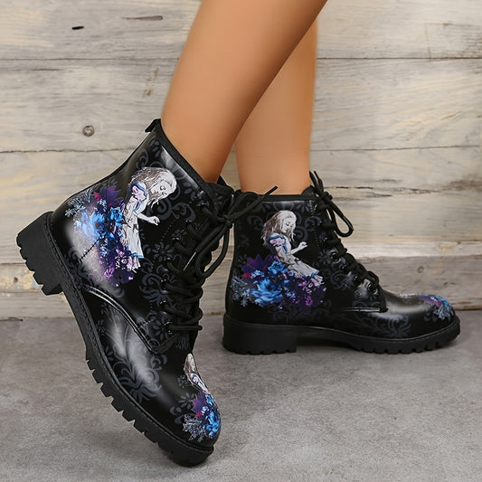 Womens Gothic Style Ankle Combat Boots: Elevate Your Style with Chunky Heels & Non-Slip Traction