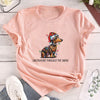 Casual Christmas Dog Print Crew Neck T-Shirt: A Stylish and Playful Addition to Your Spring/Summer Wardrobe