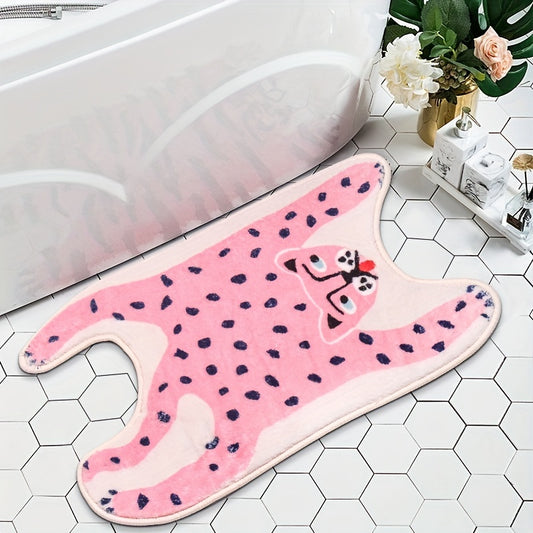 Cartoon Leopard Bath Rug: Soft, Non-Slip Absorbent Bath Mat for Home, Kitchen, Bathroom