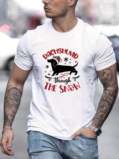 Cartoon Dog Letter Pattern Men's T-Shirt: A Fun and Stylish Choice for Summer and Outdoor Adventures