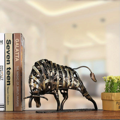 Braided Cattle: A Captivating Handmade Metal Sculpture for Modern Home Decor