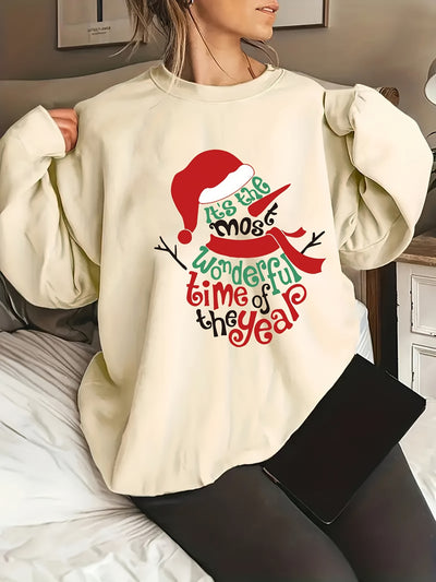 Stay cozy and stylish this winter with Festive Snowman Slogan Print Sweatshirt. The warm and fuzzy material is perfect for the cold, and the festive snowman print will make you stand out in the crowd. The perfect addition to your winter wardrobe!