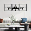 High-Flying Metal Wall Art: 3-Piece Aircraft Silhouette Decor Set for Home Décor, Restaurant, Café, and Garage