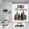 Transform Your Bathroom into a Festive Wonderland with our 4pcs Christmas Tree Shower Curtain Set!