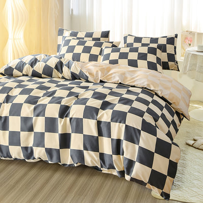 Stylish Checkered Duvet Cover Set: Enhance Your Bedroom Décor with 3-Piece Bedding SetLove Rose Print Duvet Cover Set: Soft and Comfortable Bedding for Bedroom and Guest Room(1*Duvet Cover + 2*Pillowcases, Without Core)