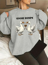 Goose Letter Print: Women's Plus Size Casual Sweatshirt with Long Sleeve Round Neck Design