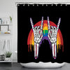 Add a Spooky Twist to Your Bathroom with the Skeleton Hand and Rainbow Shower Curtain