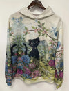 Fashionable Cat Pattern Kangaroo Pocket Hoodie: A Casual and Cozy Addition to Your Women's Clothing Collection