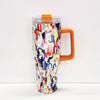 40oz Colorful Cartoon Pattern Stainless Steel Tumbler with Lid, Straw, and Handle - Perfect for Summer Drinks on the Go