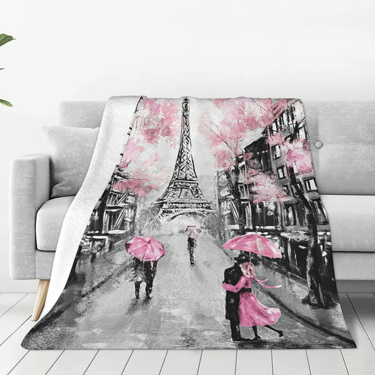 Ultra-Soft Retro Cityscape Paris Eiffel Tower Throw Blanket: Cozy up in Style!