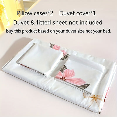 Pastoral Blooms: 3-Piece Fashionable Duvet Cover Set with Soft Comfort for Bedroom or Guest Room