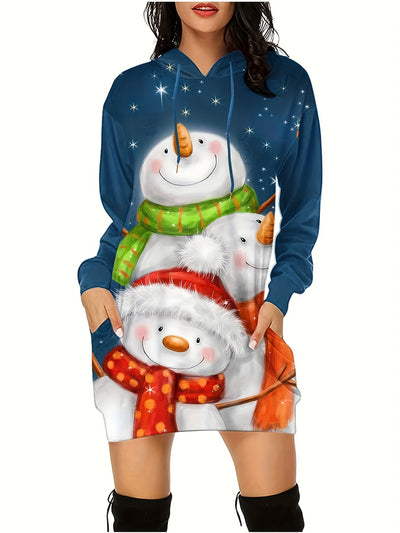 This festive snowman hoodie is just the thing for staying warm and stylish this holiday season. The plus-size design features a drawstring hood and full-length front pockets, for a comfortable and cozy fit. Perfect for stylish holiday travels or cozy gatherings at home.