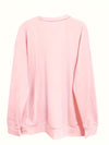 Flamboyant Flamingo: Women's Casual Crew Neck Sweatshirt with Drop Shoulder Design