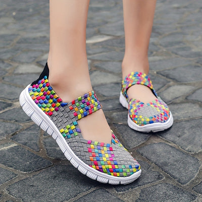 Stylish and Comfortable Women's Colorful Braided Flat Shoes: Trendy Slip-Ons for Casual and Lightweight Walking