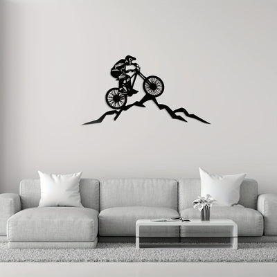 Eye-Catching Mountain Biker Metal Wall Art: Fade-Resistant and Rust-Free Aluminum Composite Wall Decor for Adventurous Spaces