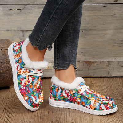 Festive Delight: Women's Snowman Print Canvas Shoes - Cosy and Stylish Christmas Footwear for Outdoor Adventures!