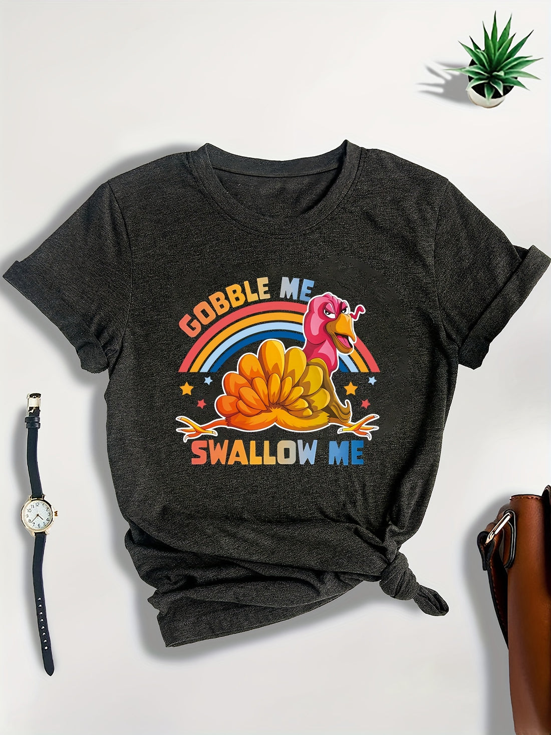 "Introducing Turkish Delight: a stylish and versatile women's t-shirt perfect for the spring/summer season. Featuring a vibrant rainbow print, this crew neck shirt is a casual staple that will elevate any outfit. Made with high-quality materials, it offers both comfort and style for any occasion."
