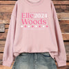 Stylish Plus-Size Casual Sweatshirt: Women's Plus Slogan Print Long Sleeve Round Neck Sweatshirt