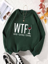 Wine Glass Letter Print Plus Size Casual Sweatshirt: Cozy and Stylish Fall/Winter Essential for Plus Size Women