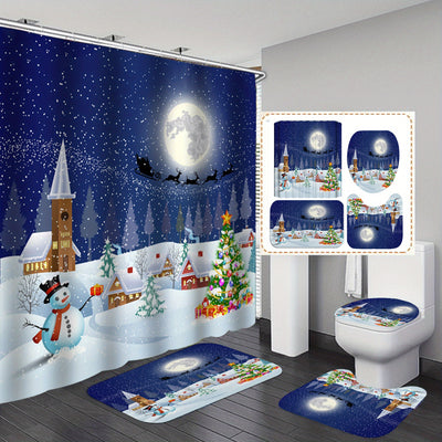 Snowman Christmas Bath Ensemble: Festive Shower Curtain, Rug, Mat, and More!