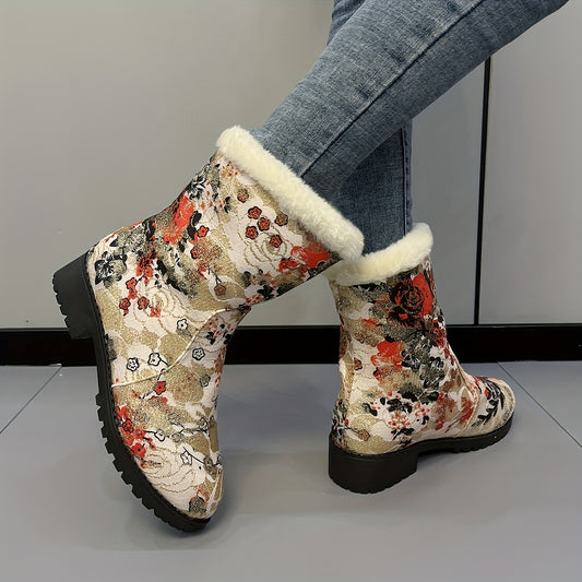 Greet the elements in confidence and warmth with this mid-calf snow boot. Boasting a stylish floral pattern and chunky sole, this comfortable sneaker pairs elegant style and sturdy support to keep you snug in any weather.