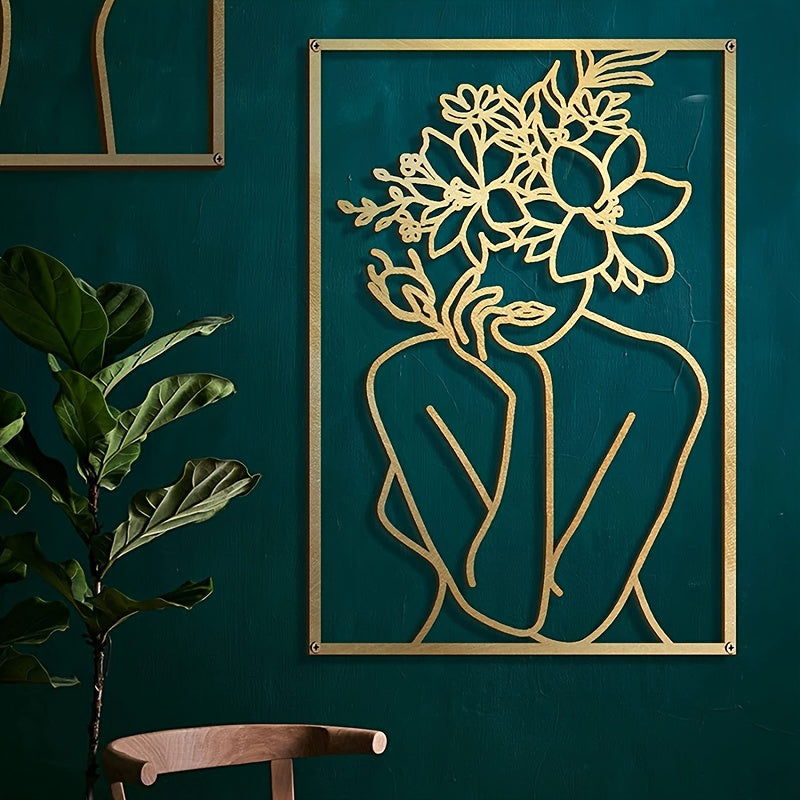 Silhouette Female Body Abstract Line, Metal Sign Line Art Wall Decor ...