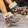 Winter Wonderland: Women's Christmas Style Snow Boots - Cozy Plush Lined Slip-On Short Boots for Thermal Outdoor Comfort